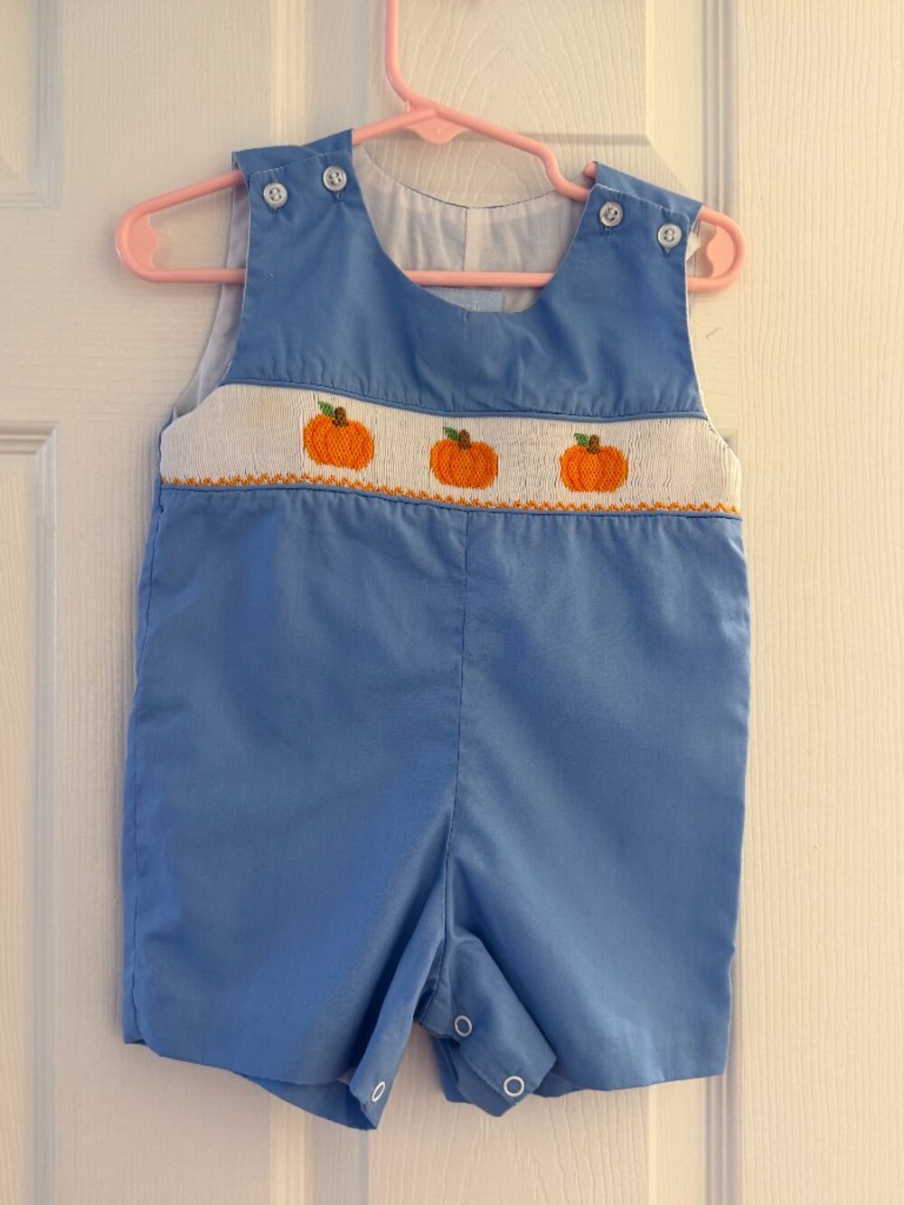Classic Whimsy Pumpkin Smocked Jon Jon, 9m
